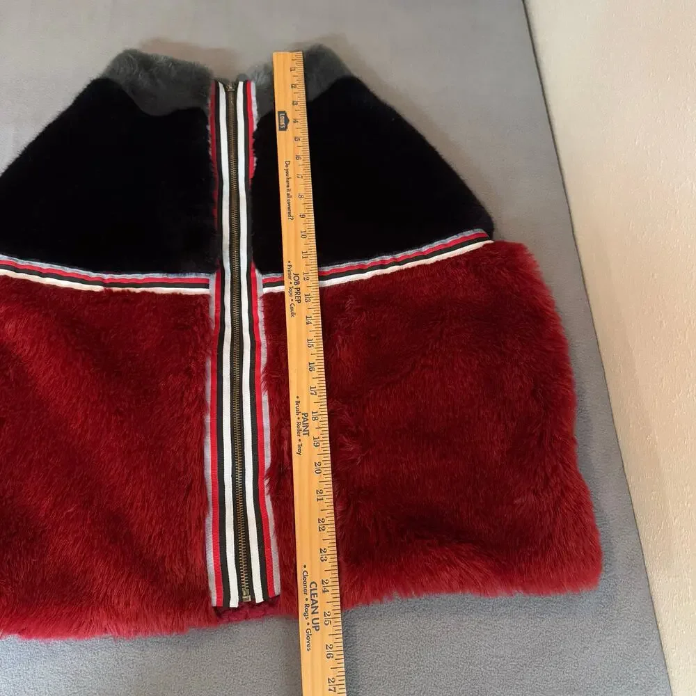 OF Handmade Alpaca Wool Blend Drop Shoulder Vest S Red Black Artsy Sustainable - Picture 15 of 15